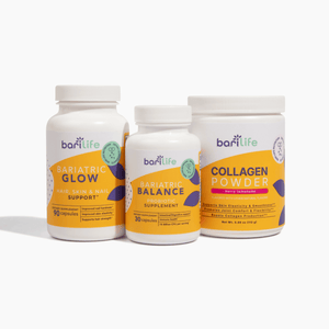 Three bottles of bariLife supplements on a white background