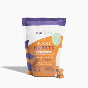 BariBurst calcium chews, butter toffee flavor, sugar-free, delicious chewable supplements for better absorption.