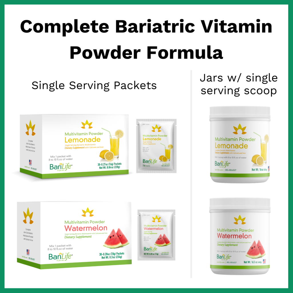 Lemonade and Watermelon Complete Bariatric Vitamin Powder Formula