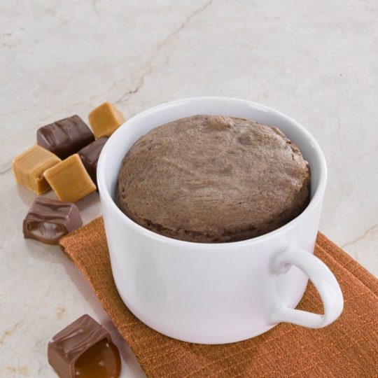 High Protein Chocolate Caramel Mug Cake
